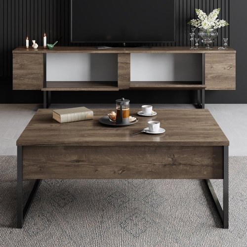 TV stolek Luxe - Walnut, Black