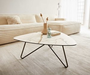 Konferenční stolek Ekrem 85x35 cm keramika Calaccatta Luxe bílo