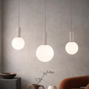 Lampa wisząca Testa beżowa klosze kule nad stół do jadalni 3xG9