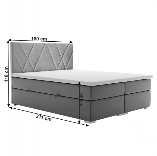 Boxspringová postel ORA - ROZMĚR LŮŽKA: 180 x 200 cm