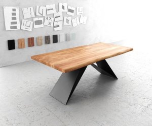 Jídelní stůl Edge 200x100 XL akácie přírodní podnož ve tvaru "V"