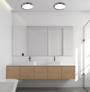 Stropní svítidlo saténový nikl kulaté koupelnové IP44 Aquila