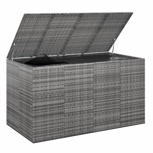 Zahradní úložný box PE ratan 194 x 100 x 103 cm šedý