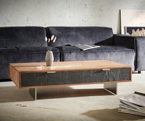 Konferenční stolek Teele 115x60 cm přírodní akácie a břidlice 4