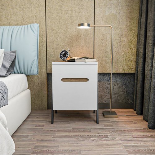 Nočný stolík Neva - Walnut, White