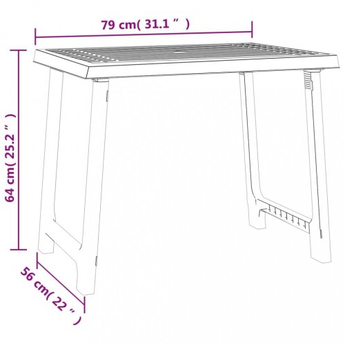 Kempingový stůl bílý 79 x 56 x 64 cm PP vzhled dřeva