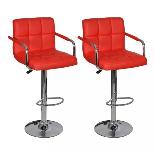 Barová židle 2 ks umělá kůže / chrom Dekorhome - BAREVNÁ VARIANTA: Červená