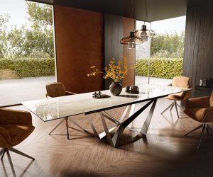 Jídelní stůl Edge 200-300x100 keramika Laminam® Onice Oro