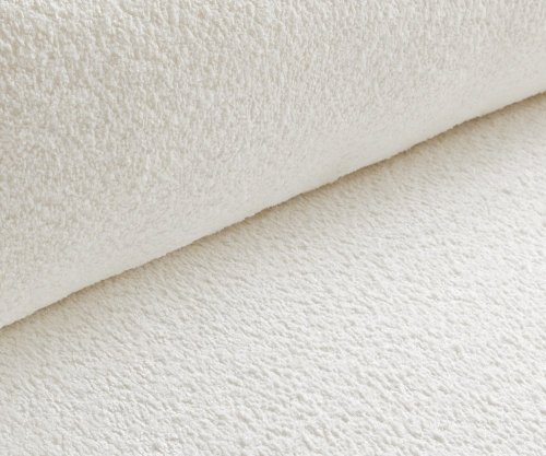 Veľká pohovka Sirpio 230x95 cm bouclé bielo-krémová s taburetom