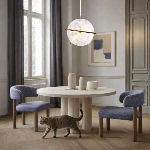 RELAX lampa wiszaca okr. mosiężny 15W LED 3000K klosz biały