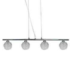 Závesná lampa chrómová sklenená guľa v opletení 4x40W Wind