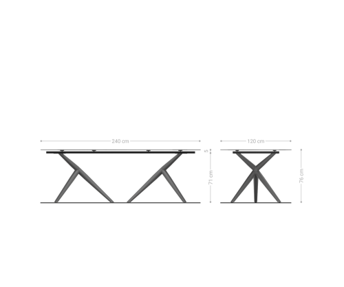 Jídelní stůl Edge boot 240x120 reliéfní sklo perleťové 3D design