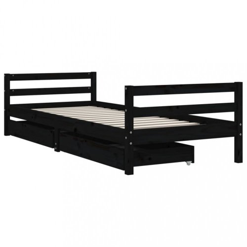 Dětská postel se zásuvkami černá 90x200 cm masivní borové dřevo