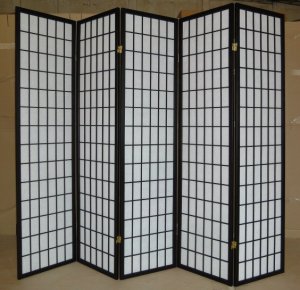 Paravan 5 dielny SC01-5 BK Dekorhome