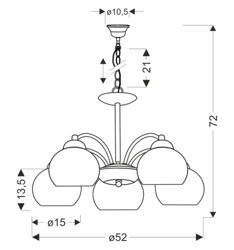 Lampa wisząca MEDINA srebrna 5x60W E27klasyczna elegancja do salonu jadalni