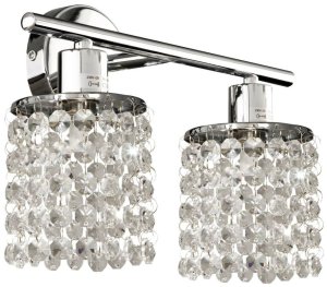 Dvojitá chromová nástěnná lampa s bílými krystaly Royal