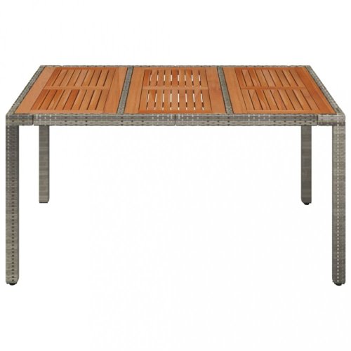 Zahradní stůl s dřevěnou deskou šedý 150 x 90 x 75 cm polyratan