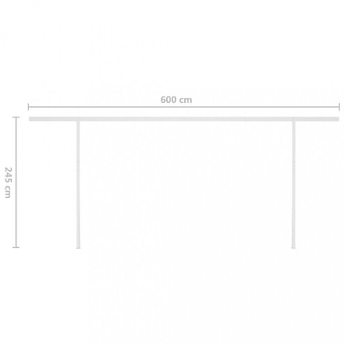Ručne zaťahovacia markíza so stĺpikmi 600x350 cm Dekorhome - BAREVNÁ VARIANTA: Biela / žltá