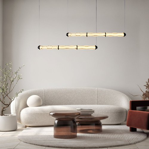 CORTE lampa wisząca pozioma czarny matowy 25W LED 3000K klosz bezbarwny