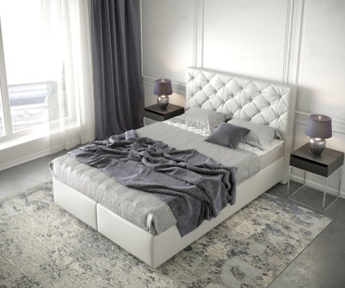 Boxspring postel Dream-Great 140x200 cm koženka bílá s matrací