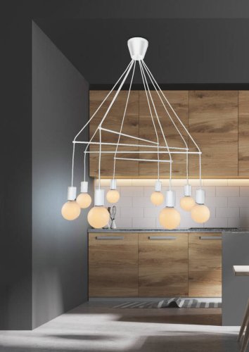 Závěsná lampa matně bílá 8xE27 dvouokruhová Alto