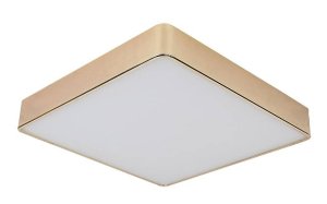 Stropné svietidlo Quattro, štvorcové, mosadzné, 35x35, 18W LED, biele tienidlo 4000K