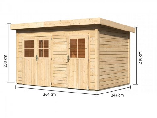 Dřevěný zahradní domek 364 x 244 cm Dekorhome - BAREVNÁ VARIANTA: Smrk