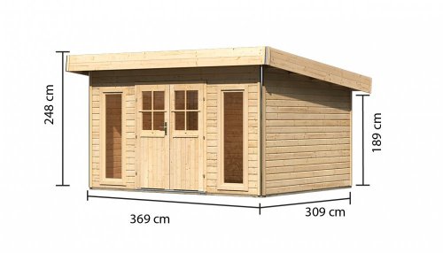 Dřevěný zahradní domek 369 x 309 cm Dekorhome - BAREVNÁ VARIANTA: Smrk