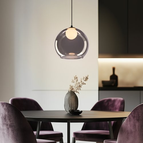 Stropná lampa Brin čierna 1x15W G9 dymová s bielym tienidlom