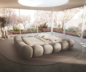 Čalouněná postel Perlla 180x200 cm bouclé taupe