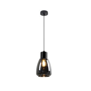 Závěsná lampa MOLDO černá 1x40W E27 kouřové stínidlo