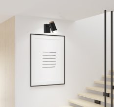 Nástenná lampa Lagos, pohyblivá, čierne drevené tienidlo, GU10