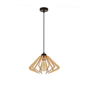 Závesná lampa Eco 6 s dreveným tienidlom 1x40 E27