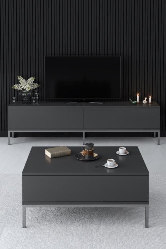 TV stolek Lord - Anthracite, Silver