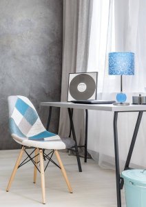 Stolní lampa chrom/modrá Cort