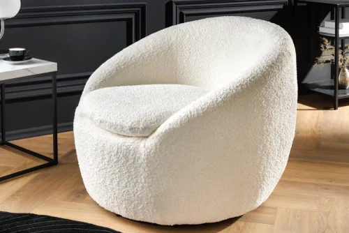 Otočné relaxačné kreslo SALENI bouclé Dekorhome