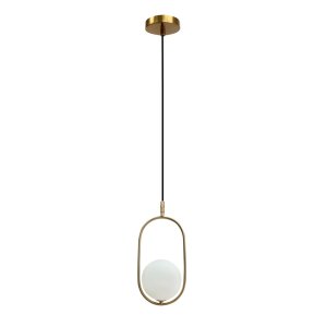 Závěsná lampa Cordel, kartáčované zlato, 1x28W, G9, bílé stínidlo