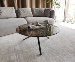 Delron konferenčný stolík 90x90 cm keramický Laminam®Emperador Extra