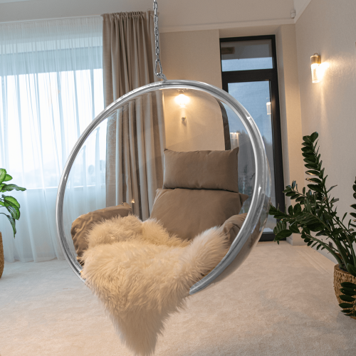 Závesné kreslo BUBBLE TYP 1 NEW - BAREVNÁ VARIANTA: Šedá / zlatá
