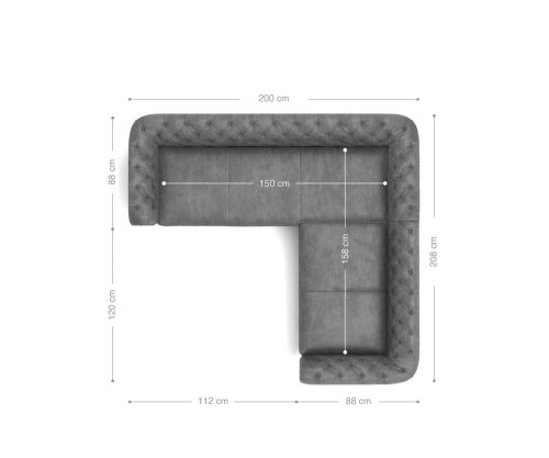 Rohová pohovka Chesterfield 209x200 cm taupe prešívaná