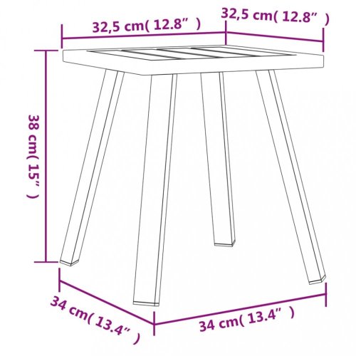 Zahradní stolek antracitový 34 x 34 x 38 cm ocel