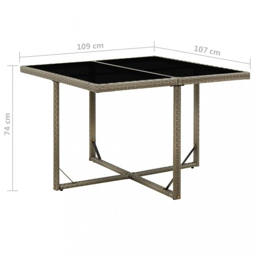 Zahradní stůl šedý 109 x 107 x 74 cm polyratan a sklo