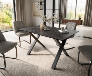 Jedálenský stôl Edge 140x90 keramický Laminam®Nero Greco antracitový