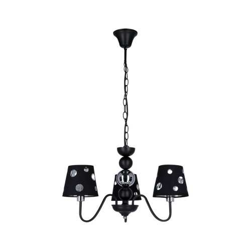 Čierna závesná lampa s lustrom 3xE14 Batley Ledea