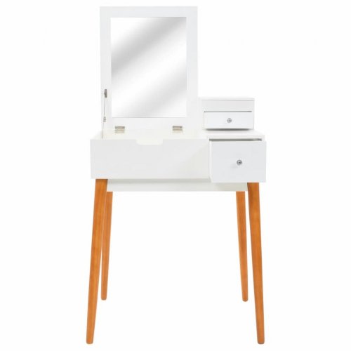Toaletný stolík so zrkadlom biela / hnedá Dekorhome