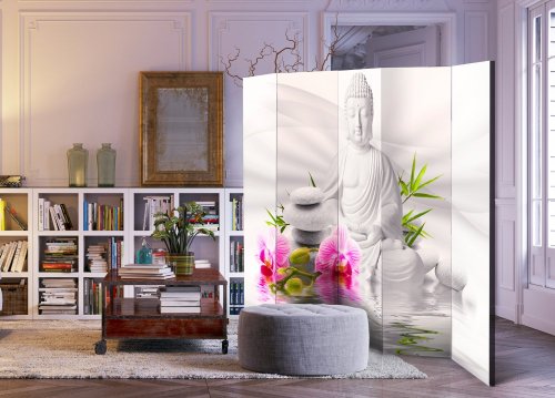 Paraván Buddha and Orchids Dekorhome - ROZMĚR: 225x172 cm (5-dílný)