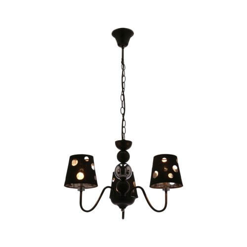 Čierna závesná lampa s lustrom 3xE14 Batley Ledea