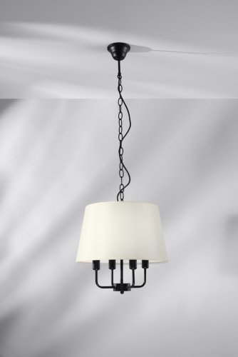 Závěsná lampa Pasteri matně černá 4x40W e14 béžové stínidlo