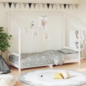 Dětská postel bílá 80 x 200 cm masivní borové dřevo