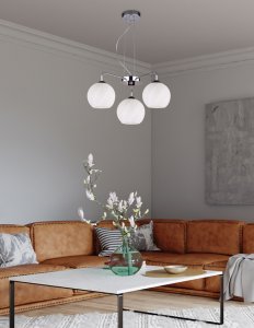 Závesná lampa Larix chróm 3x40W e27 biele tienidlo